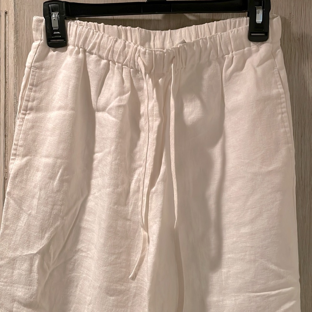 Orvis 100% linen cream colored pull on pants